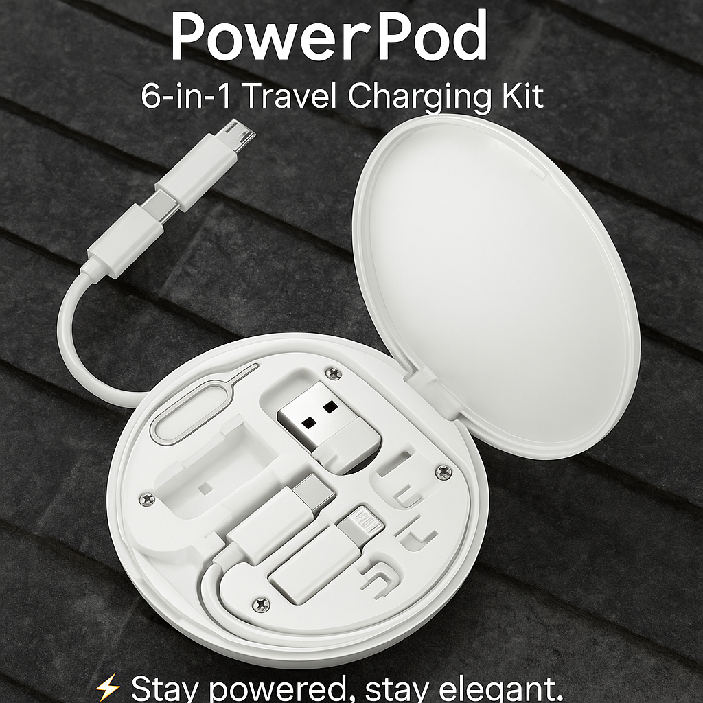 PowerPod™ – 6-in-1 Smart Travel Cable Kit