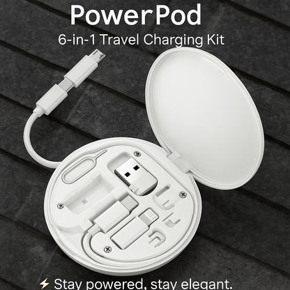PowerPod™ – 6-in-1 Smart Travel Cable Kit